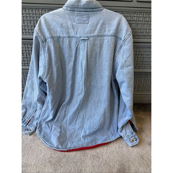 Woolrich Men's Fleece Lined Denim Blue Jean Shirt/Jacket Sz Med B29 - Picture 4 of 9